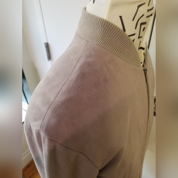 TopMan Mens Dull/Muted Pink faux Suede Bomber Jacket - Picture 6 of 11